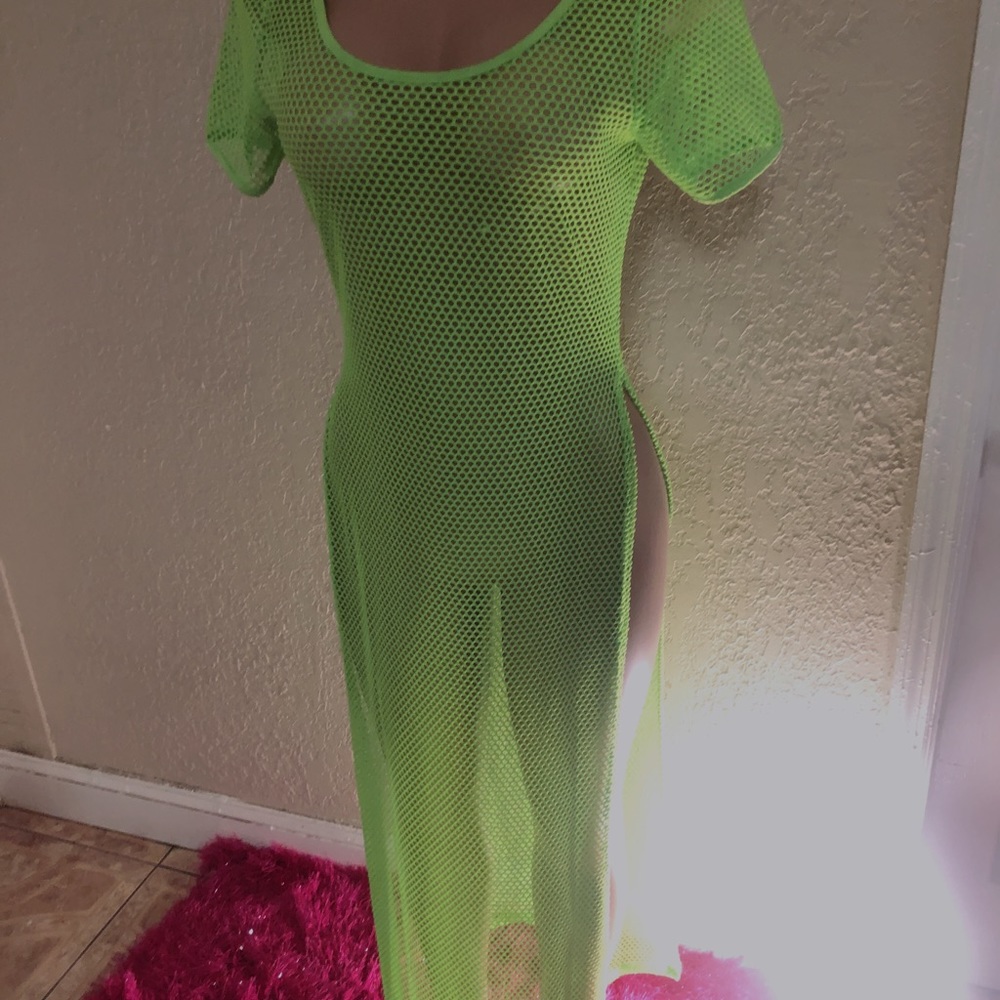 Neon Green dress with holes